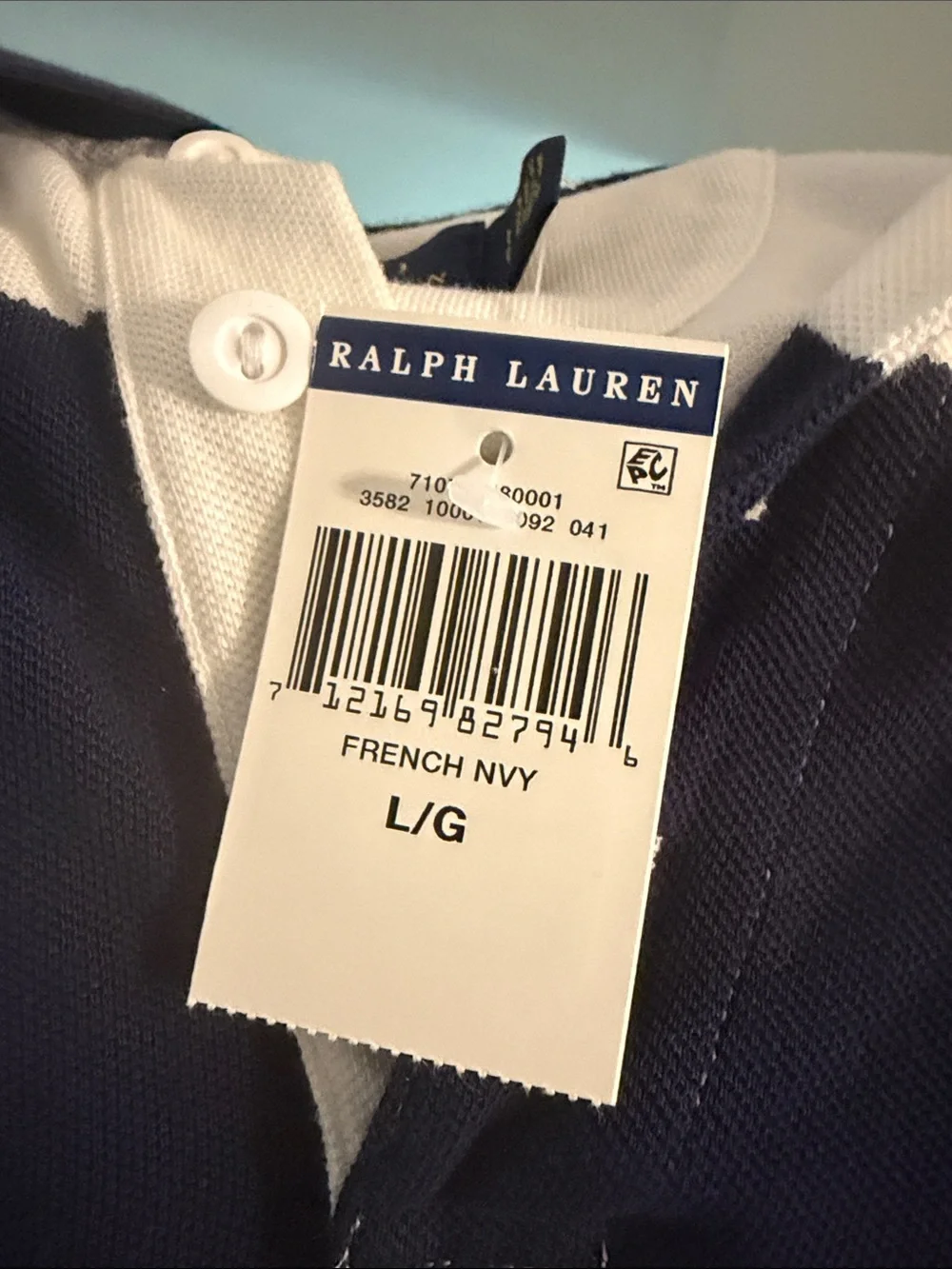 Polo by Ralph Lauren Navy & White Striped USA Polo